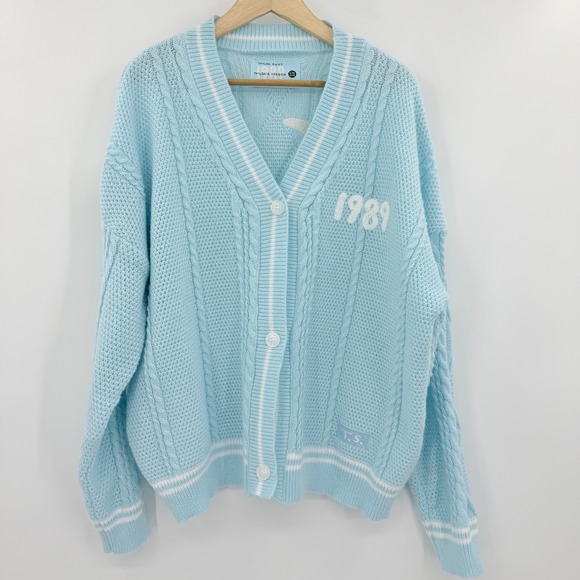 Taylor Swift Sweaters - Taylor Swift 1989 Taylors Version Cardigan Blue Seagull Knit XL/2XL